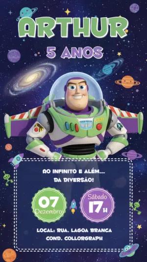 Convite de Aniversário Buzz Lightyear no Espaço Editável