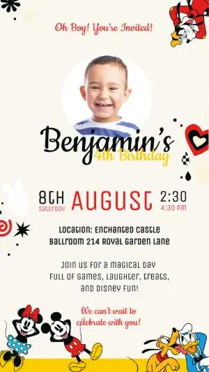 Mickey & Friends Birthday Party Invite - Editable Template