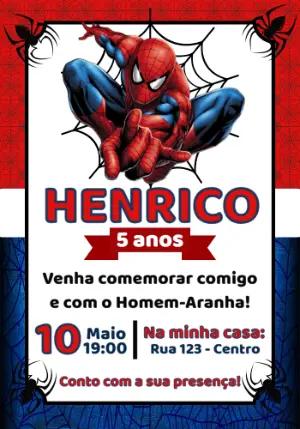 Convite de Aniversário Homem-Aranha Vermelho para Editar