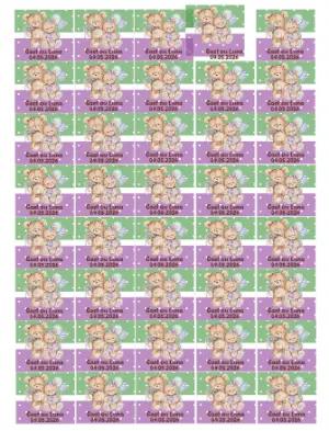 Tag para Chá Revelação Ursinhos Roxo e Verde Editável