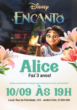 Convite de Aniversário Encanto Mágico para Editar