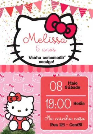 Convite de Aniversário Hello Kitty para Editar Online
