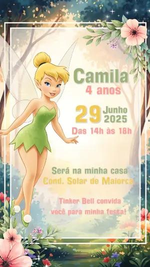 Convite de Aniversário da Sininho Tinker Bell para Editar