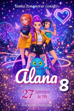 Convite de Aniversário Estilo Anime e Guerreiras do K-pop para Editar