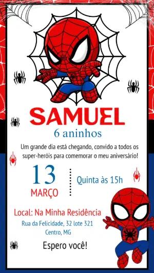 Convite de Aniversário Homem Aranha para Editar Online