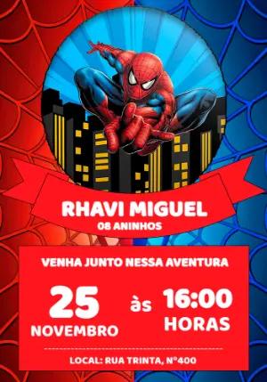 Convite Aniversário Homem Aranha Editável Online para Imprimir