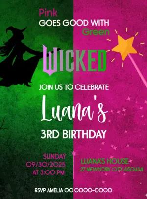 Wicked Themed Birthday Invitation | Editable Digital Template