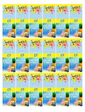 Rótulo Tic Tac Bob Esponja Aniversário Infantil para Editar