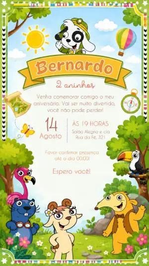 Convite de aniversário Doki e seus amigos para editar online