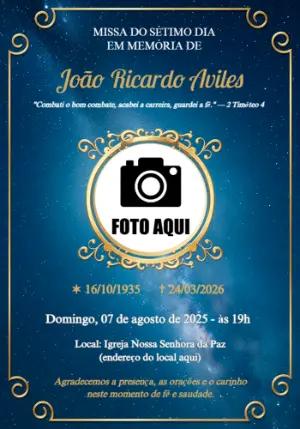 Convite Missa de Sétimo Dia Celestial para Editar