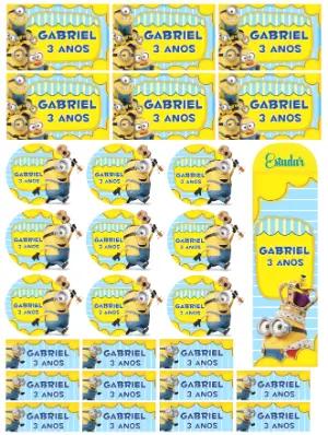 Kit de Rótulos e Etiquetas Minions Editável para Festa e Escola