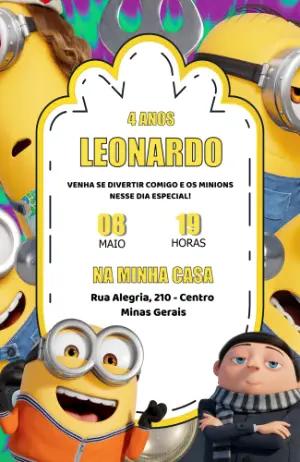 Convite de Aniversário Minions Divertido para Editar