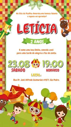 Convite de Aniversário Sítio do Picapau Amarelo para Editar