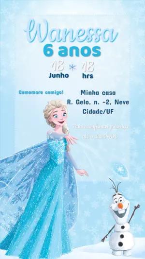 Convite de Aniversário Frozen: Princesa do Gelo Editável