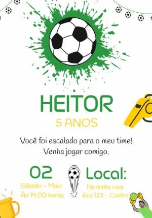 Convite Aniversário Futebol Editável para Enviar Online