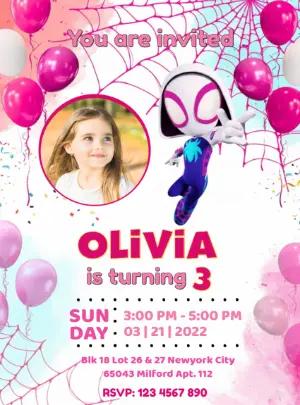 Editable Spider-Gwen Birthday Invitation with Photo