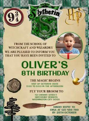 Magical Slytherin Birthday Invite | Editable Digital Template