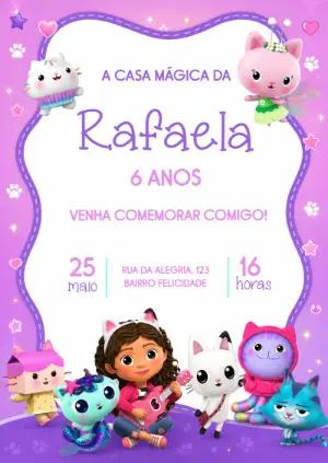 Convite Aniversário Casa Mágica da Gabby Modelo Digital