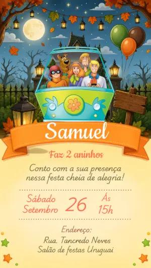 Convite de Aniversário Scooby-Doo: Modelo Digital Editável