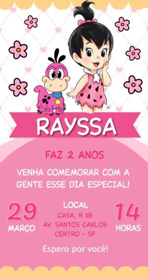 Convite de Aniversário Infantil Pedrita e Dino Editável