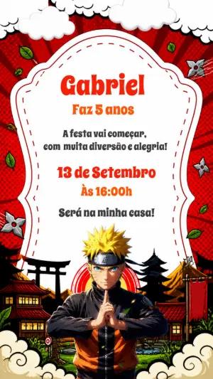 Convite de Aniversário Naruto: Modelo Digital para Editar