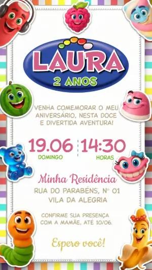 Convite de Aniversário Bala Fini Editável