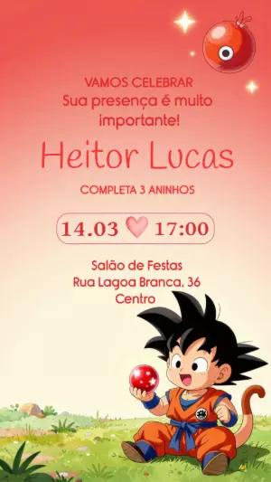 Convite de Aniversário Dragon Ball Fofo para Editar