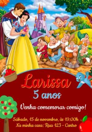 Convite de Aniversário Branca de Neve Clássico para Editar