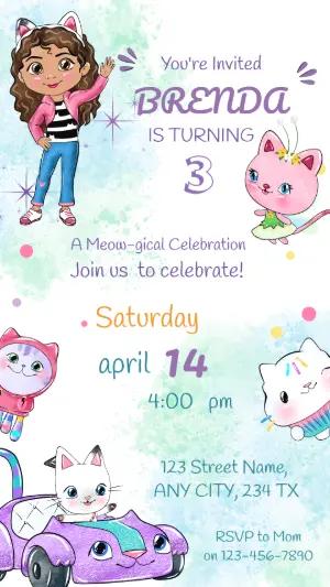 Gabby Dollhouse Birthday Invitation | Editable Digital Template