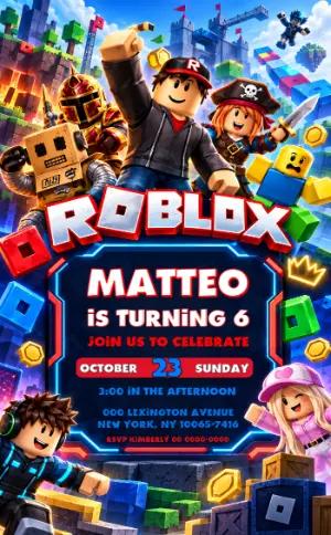 Roblox Birthday Party Invitation | Editable Digital Template