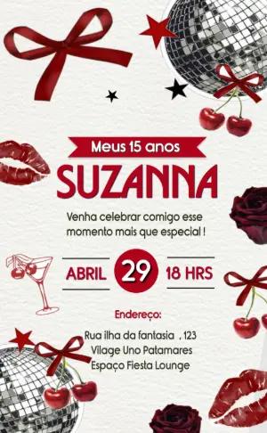 Convite Digital Festa de 15 Anos Balada Glamour para Editar