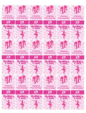 Rótulo Editável para Tic Tac Aniversário Tema Bailarina Rosa