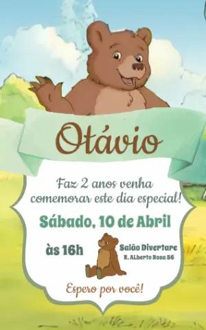 Convite Digital Aniversário Infantil Meu Amigo Urso