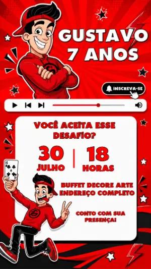 Convite de Aniversário Youtuber Enaldinho para Editar