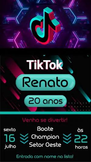 Convite Animado Aniversário TikTok Neon para Editar Online