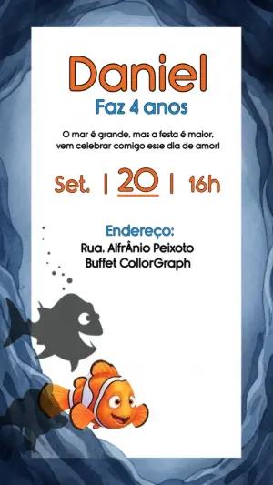 Convite Aniversário Procurando Nemo para Editar Online