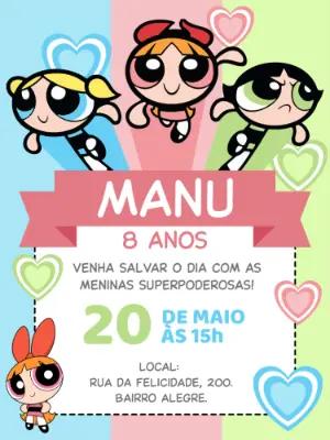 Convite de Aniversário As Meninas Superpoderosas para Editar