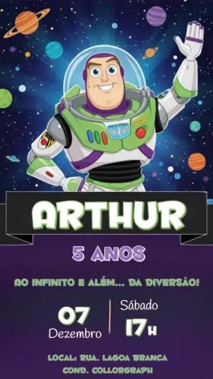 Convite Animado Buzz Lightyear Espacial para Editar