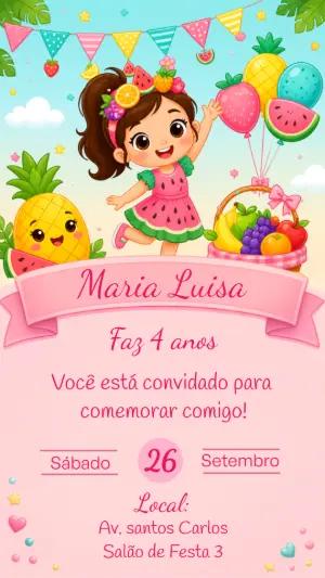 Convite de Aniversário Quitandinha Editável para Menina