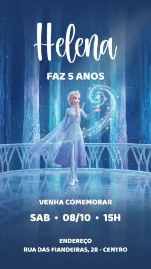 Convite Digital Aniversário Frozen Reino do Gelo para Editar