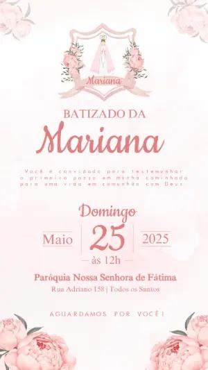 Convite de Batizado Floral Aquarela para Editar Online