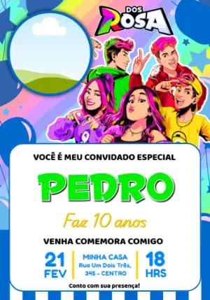 Convite de Aniversário Dos Rosa Colorido para Editar Online