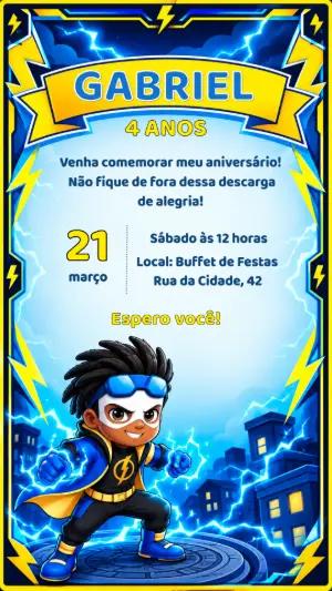 Convite de Aniversário Super-Choque Digital para Editar