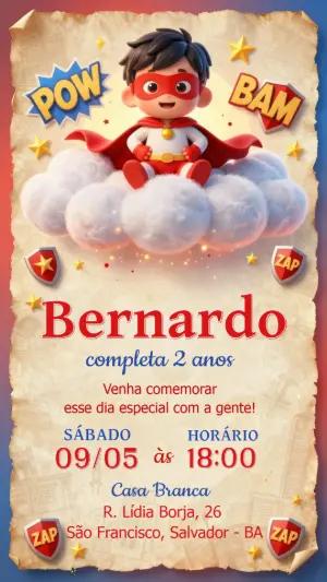 Convite de Aniversário Super-Herói Infantil para Editar