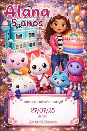 Convite de Aniversário A Casa Mágica da Gabby Editável