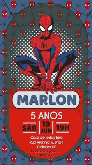 Convite de Aniversário Homem-Aranha para Editar