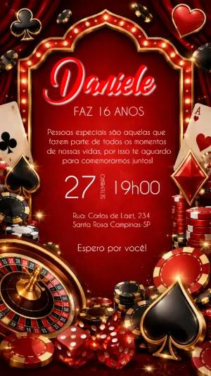 Vídeo Convite de Aniversário Tema Cassino Editável