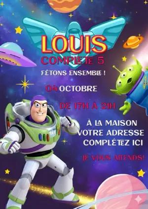 Invitation Anniversaire Buzz l'Éclair à Modifier en Ligne