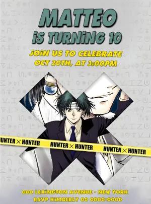 Hunter x Hunter Anime Birthday Invitation Editable Template