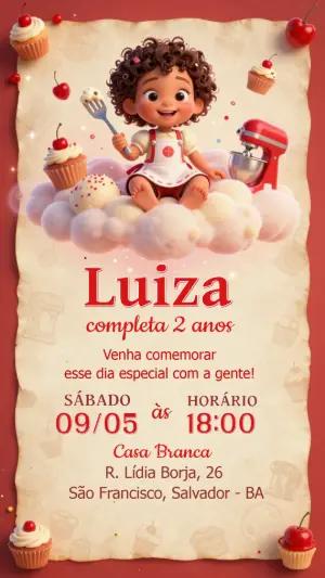 Convite Digital Aniversário Confeitaria Fofa Editável